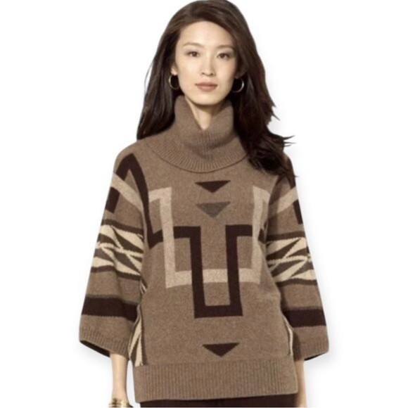 Lauren Ralph Lauren Sweaters - Lauren Ralph Lauren Lambswool Aztec Slouchy Dolman Sleeve Cowl Neck Top - M